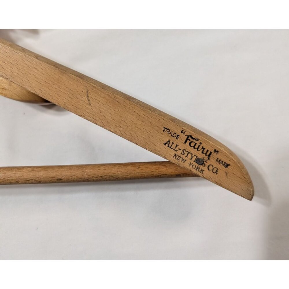 Vintage Wooden Hangers Set 4 Sears Fairy New Fuji Hotel Multi-Use - Picture 6 of 9